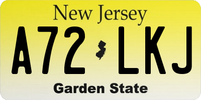NJ license plate A72LKJ