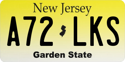 NJ license plate A72LKS