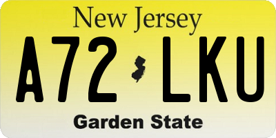NJ license plate A72LKU