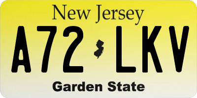NJ license plate A72LKV