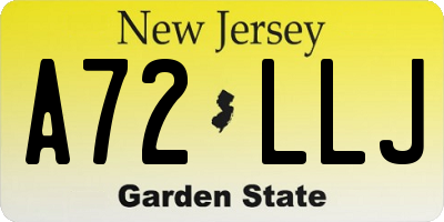NJ license plate A72LLJ