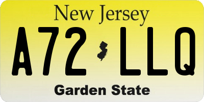 NJ license plate A72LLQ