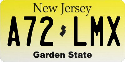 NJ license plate A72LMX