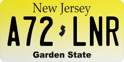 NJ license plate A72LNR