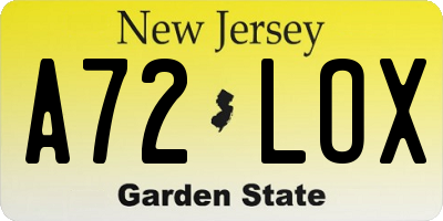 NJ license plate A72LOX
