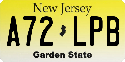 NJ license plate A72LPB