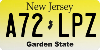 NJ license plate A72LPZ