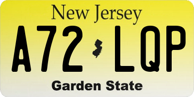 NJ license plate A72LQP