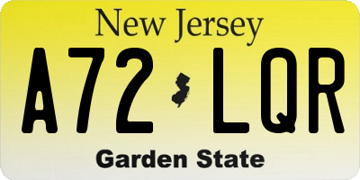 NJ license plate A72LQR