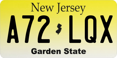 NJ license plate A72LQX