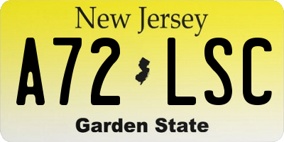 NJ license plate A72LSC