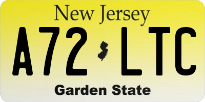 NJ license plate A72LTC