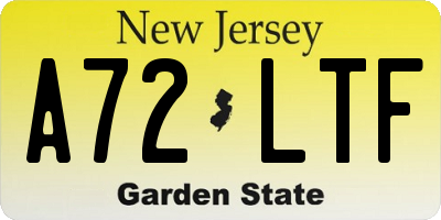 NJ license plate A72LTF