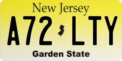 NJ license plate A72LTY