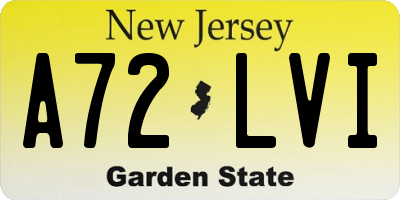 NJ license plate A72LVI