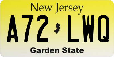 NJ license plate A72LWQ