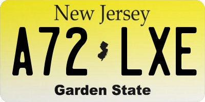 NJ license plate A72LXE