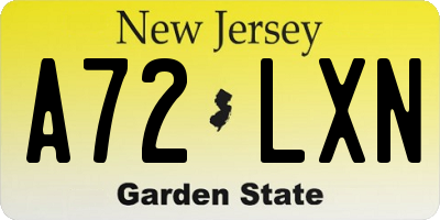 NJ license plate A72LXN