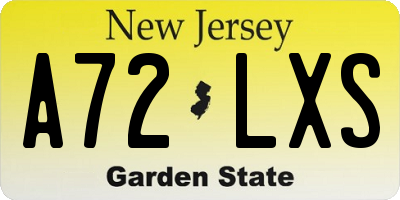 NJ license plate A72LXS