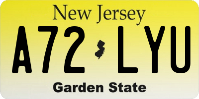 NJ license plate A72LYU