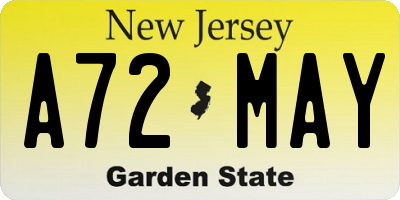 NJ license plate A72MAY