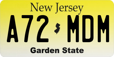 NJ license plate A72MDM