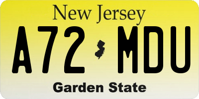 NJ license plate A72MDU