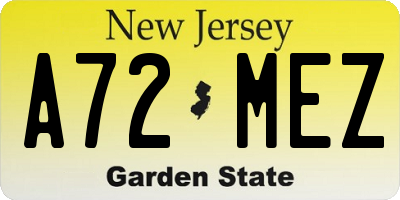 NJ license plate A72MEZ