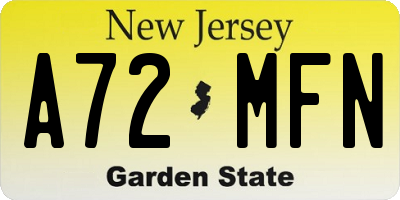 NJ license plate A72MFN