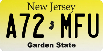 NJ license plate A72MFU