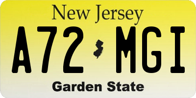 NJ license plate A72MGI