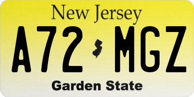 NJ license plate A72MGZ