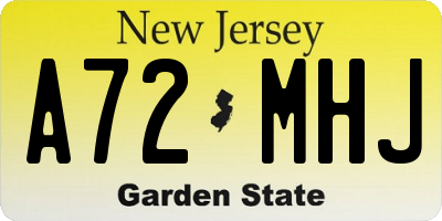 NJ license plate A72MHJ