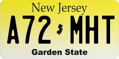 NJ license plate A72MHT