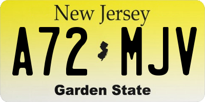 NJ license plate A72MJV