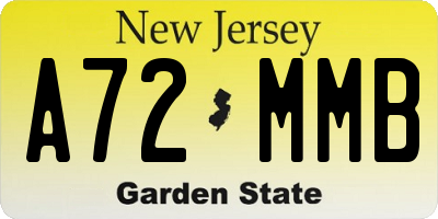 NJ license plate A72MMB