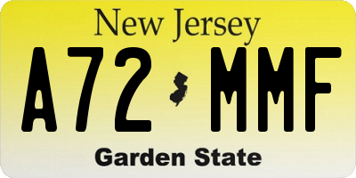 NJ license plate A72MMF