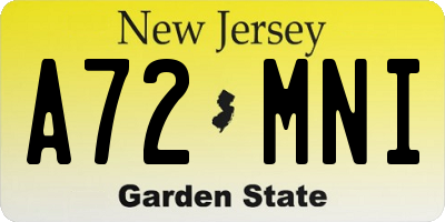 NJ license plate A72MNI