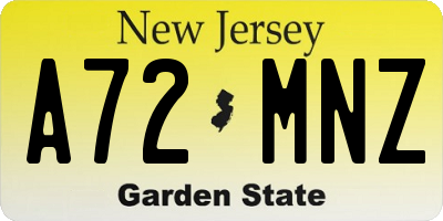 NJ license plate A72MNZ