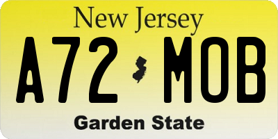 NJ license plate A72MOB