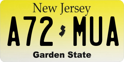 NJ license plate A72MUA