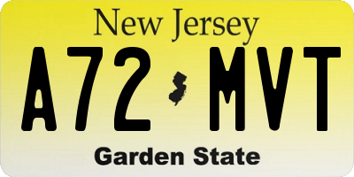 NJ license plate A72MVT