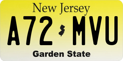 NJ license plate A72MVU
