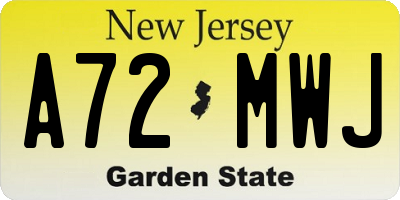 NJ license plate A72MWJ