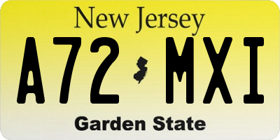 NJ license plate A72MXI