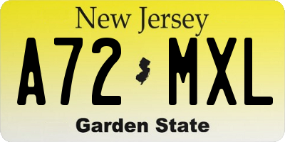 NJ license plate A72MXL