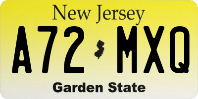 NJ license plate A72MXQ