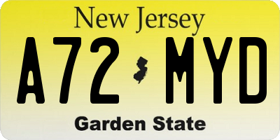 NJ license plate A72MYD