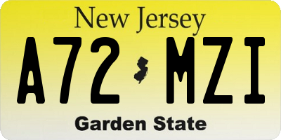 NJ license plate A72MZI
