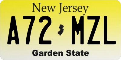 NJ license plate A72MZL
